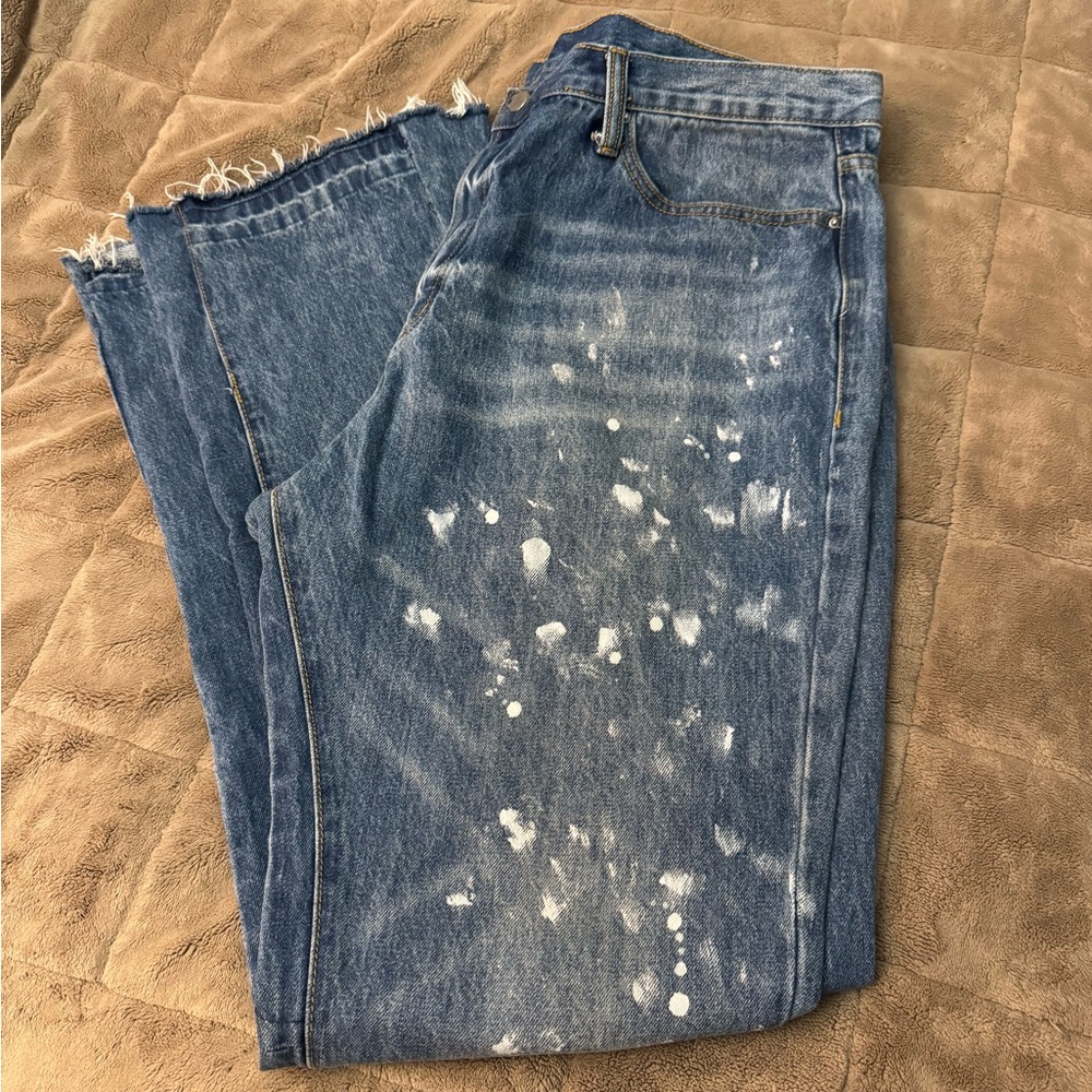 MNML.LA paint splatter flare leg jeans Sz 40x34